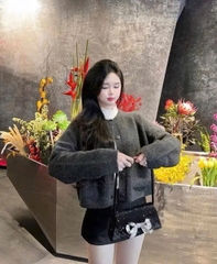 A337-Áo cadigan len màu xám hàng nhà máy