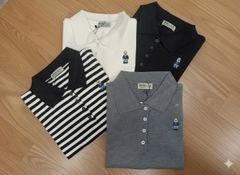 A471- Áo len dệt kim cộc tay cổ bẻ thêu gấu 4 màu hàng nhà máy đủ tem mác