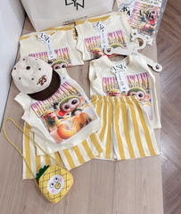 Bt571- Bộ CHIMBA màu vàng quần kẻ chất cotton