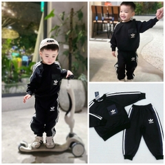 BN161-(9-26kg)-Bộ nỉ thu đông đen sọc trắng ADD bé trai VNXK