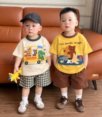 BT1104- Combo 2 bộ cotton cộc 4 màu in cao cấp trẻ em