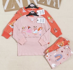 CB024- Combo 2 bộ thun cam hồng FUN TIMES trẻ em VNXK