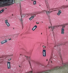 A474- Áo len thừng thêu gấu 2 màu xanh hồng hothit hàng nhà máy đủ tem