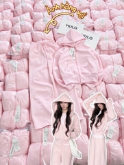 Set1051- Set áo nỉ hồng có mũ phối quần suông