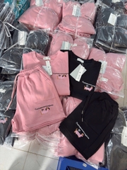 SET518- Set thun mì cộc thêu Cún 2 màu đen,hồng