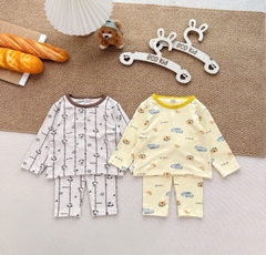 BT1071- Combo 2 bộ thun zip màu pastel viền cổ dài tay