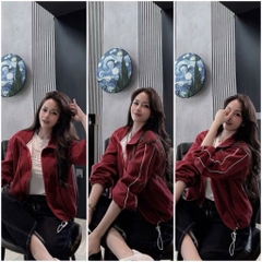 A413-Áo khoác nỉ haida đỏ kéo khoá