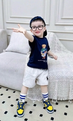 BT175- Bộ cotton mix quần cua RABBIT xanh trắng thêiu