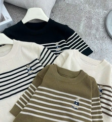 A117-Áo len montoghi nữ cộc tay Quảng Châu kẻ ngang 4 màu