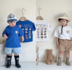 CB345- Combo 2 áo cotton LUCKY BOY xanh trắng cộc tay