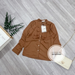 Áo sơ mi bèo trước màu nâu tây 2 lớp