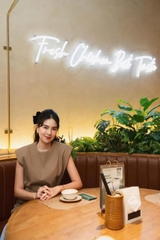 ✨ SET256-Set nâu tay vạt phố kẻ dáng midi