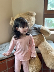 Cb163-Combo 3 bộ nỉ dài tay bé gái thu đông hoạ tiết xanh cam