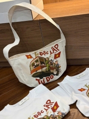 A261-Áo mẹ con TẾT ĐỘC LẬP màu trắng họa tiết in