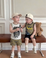 BT951- Combo 2 bộ balo màu Rêu viền Spider-batman