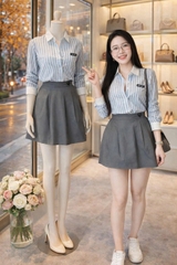 A511- Áo sơ mi dài tay kẻ xanh Miu mẫu mới