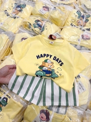 BT1040- Bộ vàng quần sọc HAAPY DAYS chất cotton