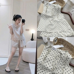 ☘️ SET126- SET BỘ CHẤM BI NƠ CỔ V PHỐI REN 💎