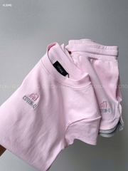 Set754- Bộ mặc nhà cộc tay hồng nhạt phối xám