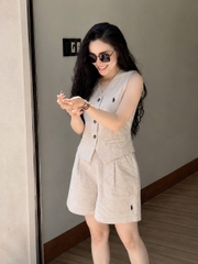 SET1020 -Set áo gile linen phối quần short