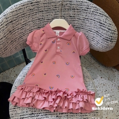 Bt830- Đầm polo xoè đuôi cầu vồng bé gái 2 màu