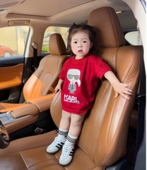 A249-Áo thun cặp MẸ CON màu đỏ in lụa đen