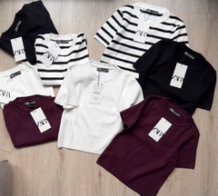 A257- Áo len cộc tay cổ tròn full tem 4 màu hàng nhà máy