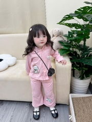 BT658-BỘ THUN DÀI TAY BÉ GÁI TAI THỎ THÊU