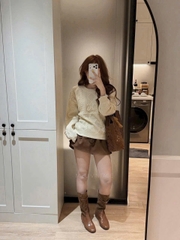 A452- Áo len thừng quảng châu màu be freesizs dưới 61kg