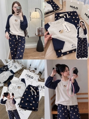 SET1065- Bộ đồ GẤU xù than be dài tay