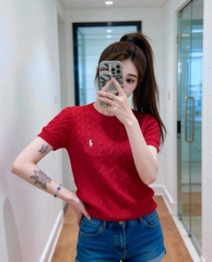 A489-Áo len cộc tay màu đỏ Hot Hit mẫu mới 2026 hàng nhà máy đủ tem