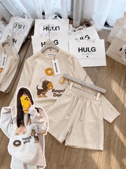 Sey1053- Set áo đũi lien dài phối quần cộc 2 lớp nâu