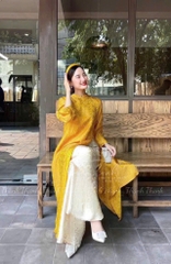 ☘️ SE395-SET ÁO DÀI SUÔNG GẤM VÂN 3 MẦU ĐÍNH CỔ NGỌC 🌺