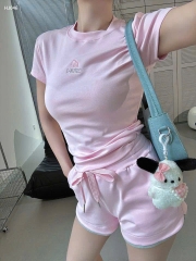 Set754- Bộ mặc nhà cộc tay hồng nhạt phối xám