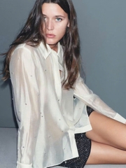 A195- ÁO SƠ MI Z.....R ĐÍNH ĐÁ – CHANH SẢ, THANH LỊCH, NỔI BẬT! 🌿