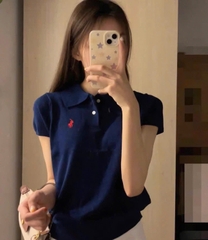 A258- áo len polo than thêu ngựa full tem