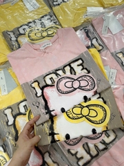 A309- Áo phong kitty loang 2 màu hồng-vàng dáng suông