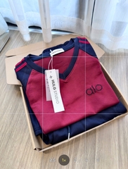 Set878-SEt mặc nhà áo cộc phối quần suông than viền đỏ