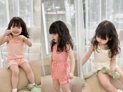 Bt897-Combo 3 bộ dây viền bèo màu hồng dáng cộc