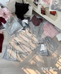 SET921- Set mặc nhà áo sát nách phối quần short 4 màu vải cotton mát