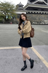 A766-Áo khoác kaki phối viền bo gấu