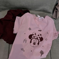 SET965-  Set mặc nhà áo mickey hồng phối quần cộc bèo
