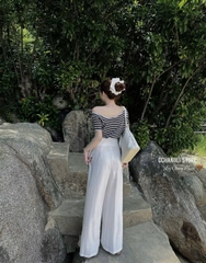 🍀 SET714- SET QUẦN LI BẢN CẠP TO CÁCH ĐIỆU MIX ÁO LỆCH VAI 🌱