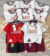 CB308-Combo 2 bộ bóng đá  TEAM trắng đó chất thông hơi cộc tay