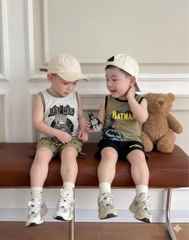 BT950- CB 2 bộ cộc viền bi hồng-be chất cotton bé gái