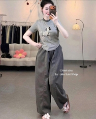 SET954-Set áo thun cộc ngựa xám phối quần baggy