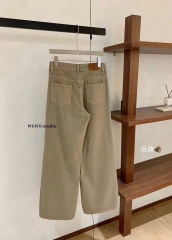 quan096- Quần suông nâu mác da tem đỏ dài 100-101cm