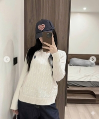 A403- Áo len vặn thừng thêu gấu Xám hàng nhà máy chuẩn khosiMaiLinh