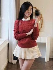 A403- Áo len vặn thừng thêu gấu Xám hàng nhà máy chuẩn khosiMaiLinh