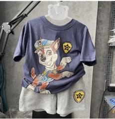 BT257-Bộ CỨU HỘ HUY HIỆU xanh ghi áo cotton mix quần nỉ bé trai